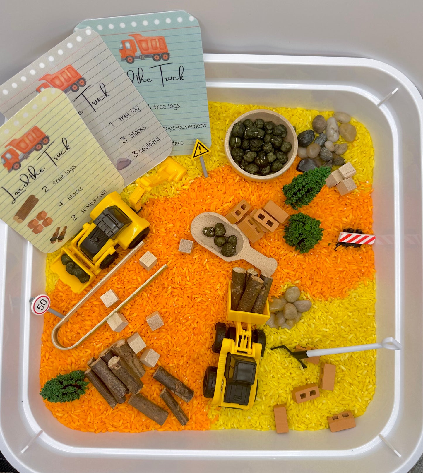 Construction Zone Sensory Bin